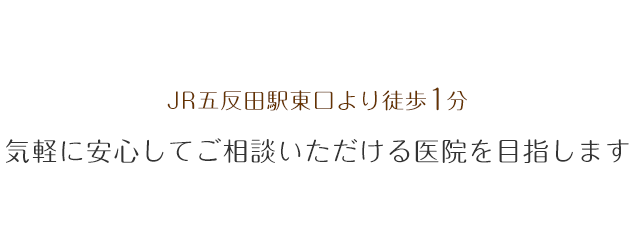 2017年10月2日(月) 新規開院 JR五反田駅東口より徒歩1分 気軽に安心してご相談いただける医院を目指します